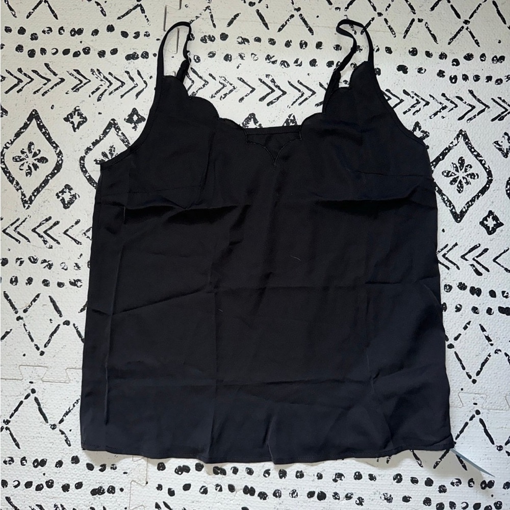 Scalloped black tank